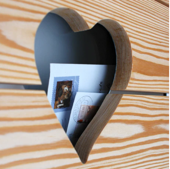 Briefkasten glasnost wood oak heart